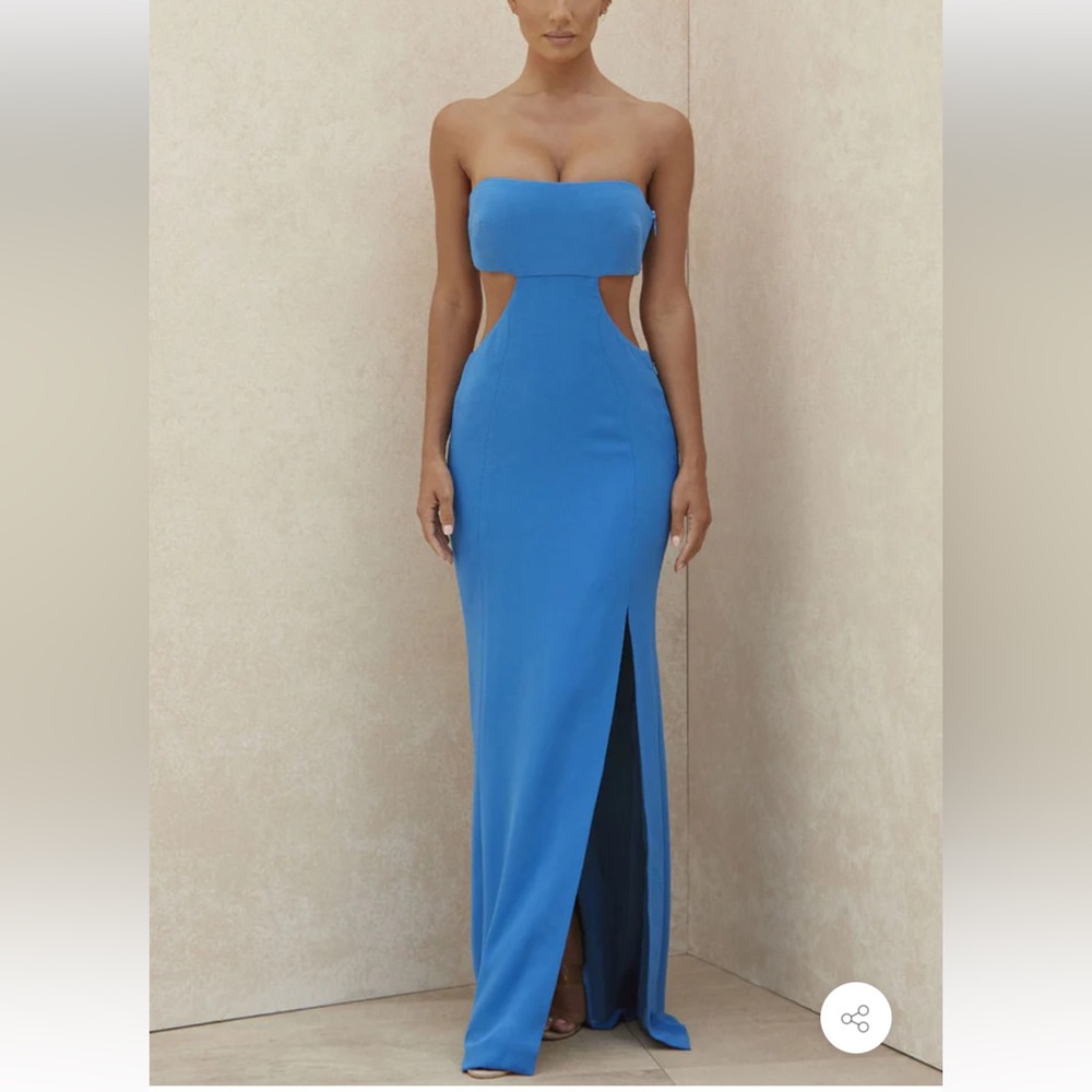 Rosedress blue strapless cut out formal dress